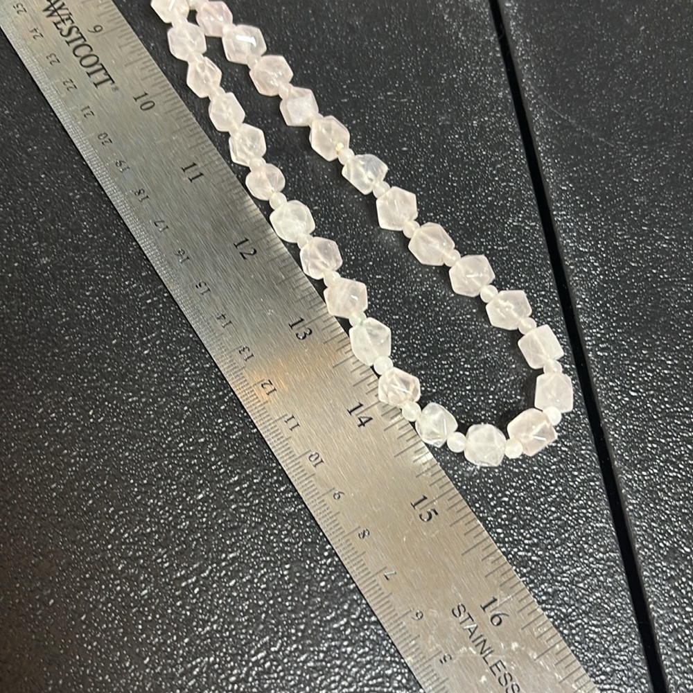 Pink Quartz Long Cube Necklace Gemstone Beaded Princess - Picture 7 of 7
